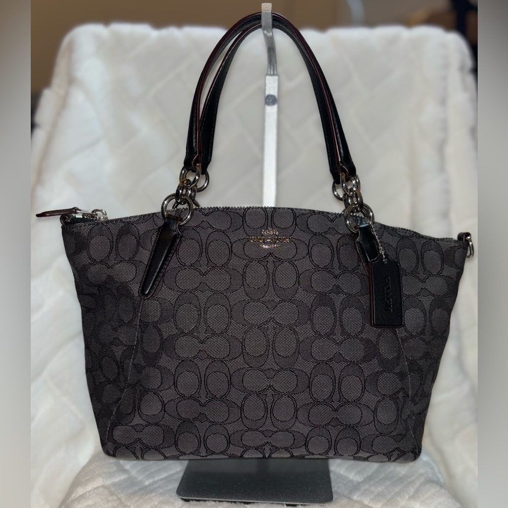 Coach Gray Signature Shoulder Bag with silver accents - Picture 2 of 8